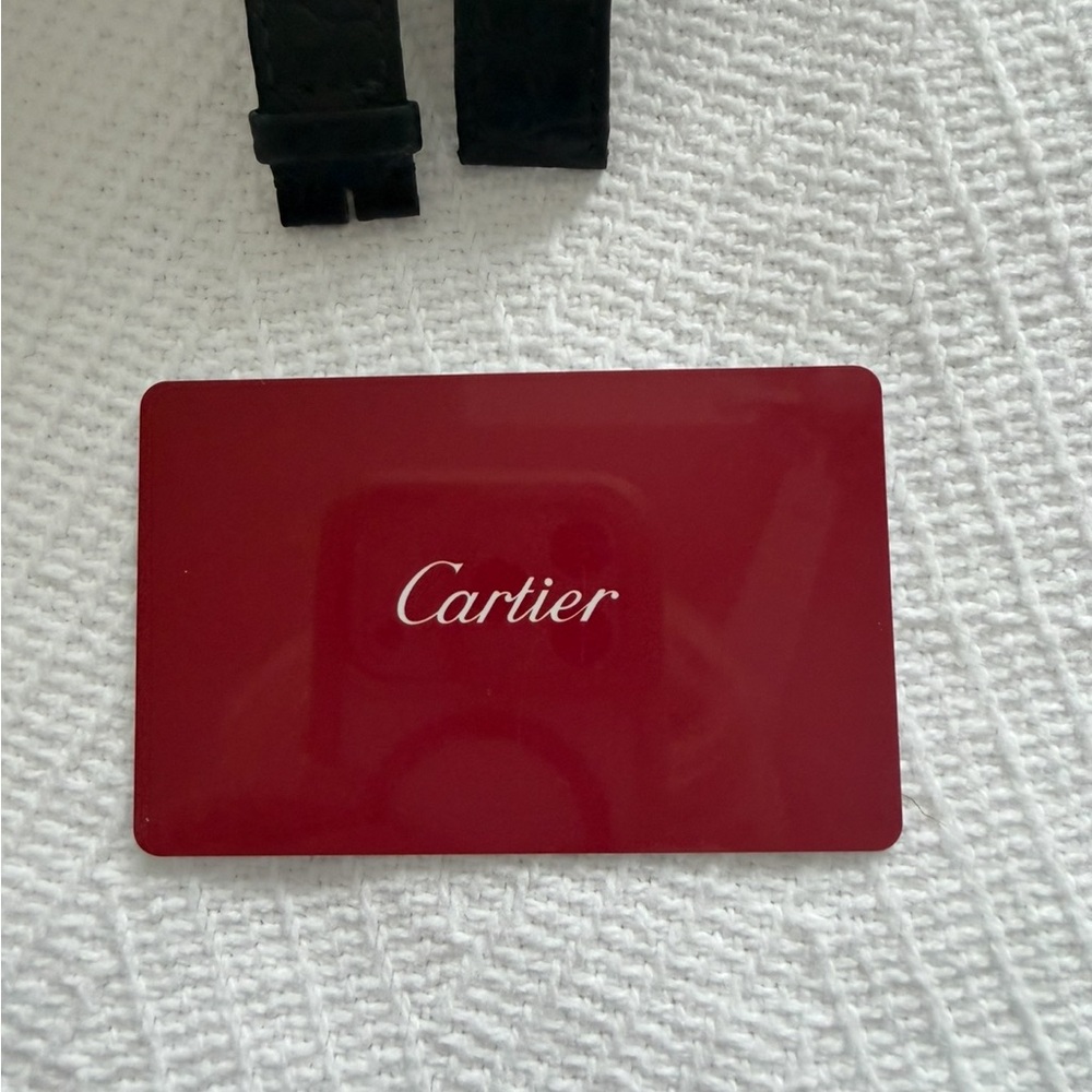 Cartier 18k yellow gold LADIES Tank Solo Brown Leather Strap Tank Watch Small - Picture 10 of 10